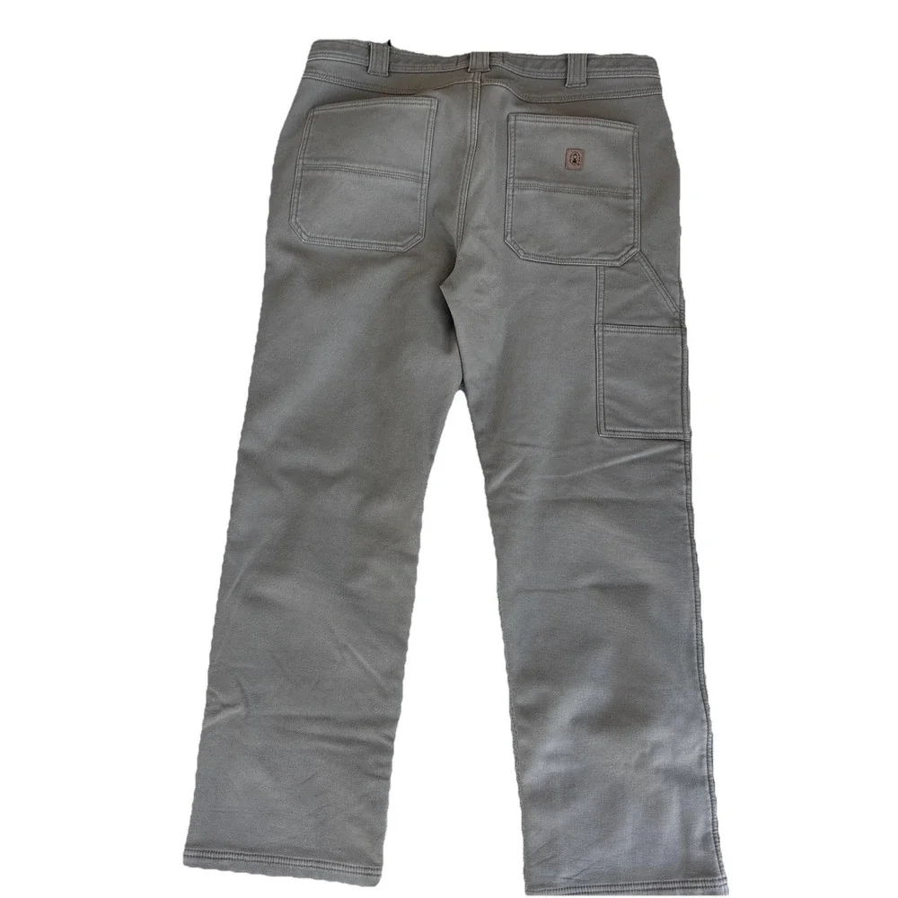 Coleman Red Fleece Lined Carpenter 38x32 Work Pants Khaki Tan Stretch Men's - Picture 4 of 7